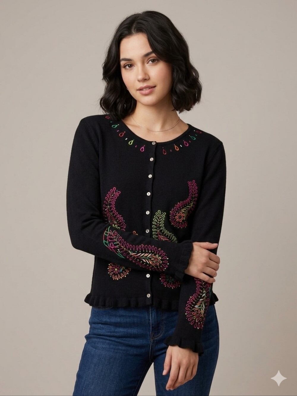 Vintage Onque Classics‎ Cardigan Wimrns Size Medium Artsy Boho Festival Colorful